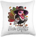 Hair Stylist Thanksgiving Cute Leopard Turkey Costume Women Throw Pillow by Unknown