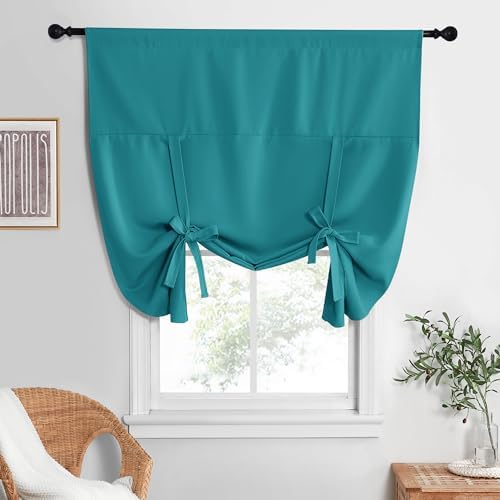 NICETOWN Peacock Teal Blackout Curtains 63 Inches Long for Bathroom by NICETOWN