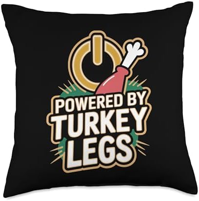 Turkey Legs: Powered By Turkey Legs Throw Pillow by Unknown
