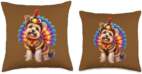 Yorkshire Terrier Turkey Funny Thanksgiving Animal Dog Pet Throw Pillow - Image 3