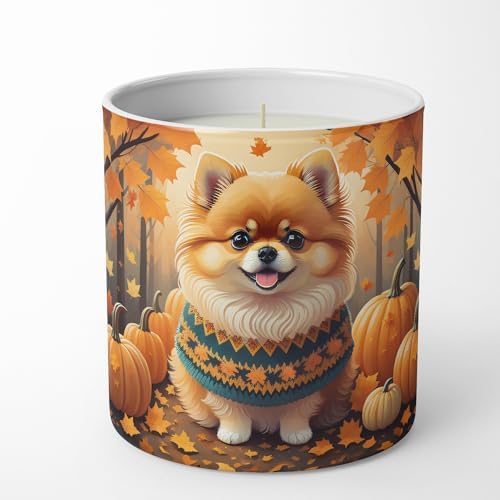 Caroline's Treasures DAC1062CDL Pomeranian Fall Decorative Soy Candle Nature Soy Wax Essential Oil Home Decor Ideal for Bedroom Kitchen Bath Office Gift, 10 oz - Image 4