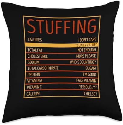 Pilgrim Costume Thanksgiving Shirt Turkey Meat Funny Thanksgiving Stuffing Food Nutrition Facts Anti Vegan Throw Pillow, 18x18, Multicolor by Unknown
