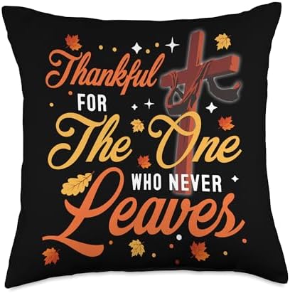 Thankful for Jesus Faith Christian Fall Thanksgiving Throw Pillow by Unknown