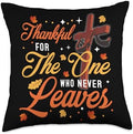 Thankful for Jesus Faith Christian Fall Thanksgiving Throw Pillow by Unknown