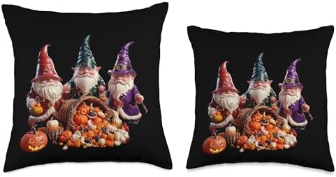 Cute Gnome Thanksgiving Halloween Party - Fun Good Luck Gift Throw Pillow - Image 3