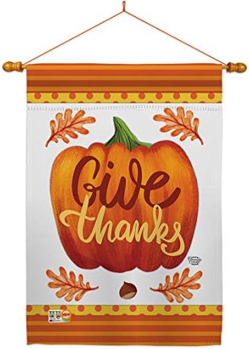 Thanksgiving Decorations Tapestry Wood Dowel Set Rod Home Banner Textile Poster Flag Stand Pole Room Wall Scroll Hanging Farmhouse Grandma Pumpkin Give Thanks Indoor Decor Fall Gifts Made In USA by Ornament+Collection