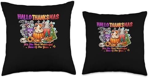 Halloween Thanksgiving Christmas HalloThanksMas Coffee Throw Pillow - Image 3