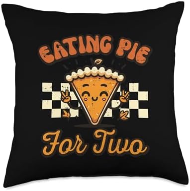 Thanksgiving Pregnancy Eating Pie for 2 Announcement Women Throw Pillow by Unknown