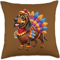 Dachshund Turkey Funny Thanksgiving Animal Dog Pet Canine Throw Pillow by Unknown