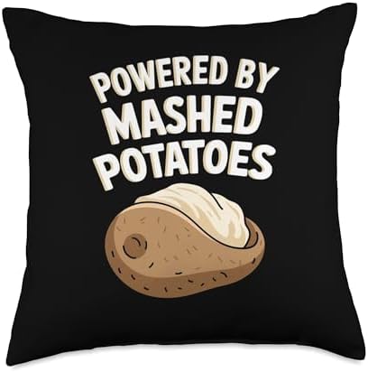 Powered by Mashed Potatoes Funny Thanksgiving Throw Pillow by Unknown