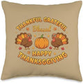 Thankful Grateful Blessed Happy Thanksgiving Turkey Pumpkin Throw Pillow by Unknown