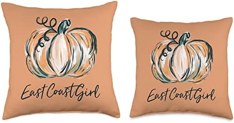 East Coast Girl Watercolor Pumpkin Fall Thanksgiving 2022 Throw Pillow - Image 3