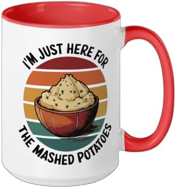 I'm Just Here For The Mashed Potatoes Ceramic Mug, Red/White, 15oz - Image 2
