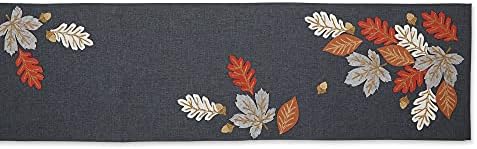 DII Fall Table Décor Embroidered Tabletop for Thanksgiving Dining, Table Runner, 14x70, Autumn Leaves - Image 2