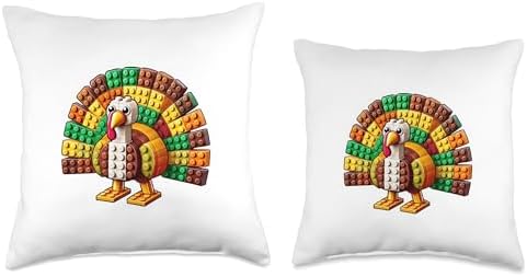 Thanksgiving Building Bricks Turkey Funny Fall Builder Throw Pillow - Image 3