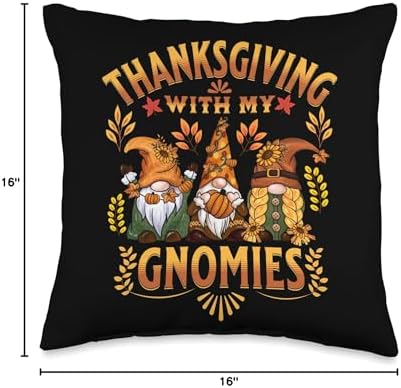 thanksgiving gnomies Clothing Thanksgiving with My Gnomies Autumn Gnomes Turkey Family Throw Pillow, 16x16, Multicolor - Image 4