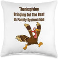 Funny Crazy Turkey Thanksgiving Day family dysfunction Throw Pillow by Unknown