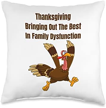 Funny Crazy Turkey Thanksgiving Day family dysfunction Throw Pillow by Unknown