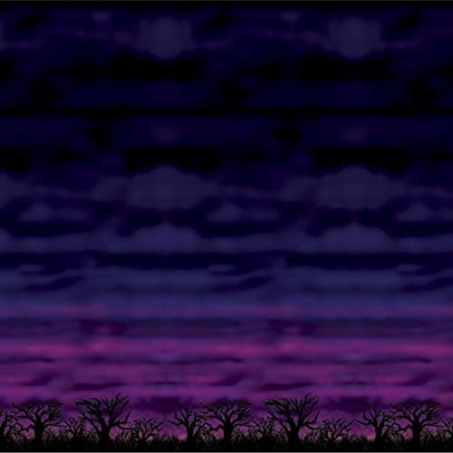 Beistle Spooky Sky Backdrops – 2 Printed Twilight Night Sky Thin Plastic Wall Coverings for Halloween Haunted House Party Décor Indoor Scene Background Photo Display, 4 Ft x 30 Ft Each