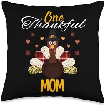 One Thankful MOM Turkey Family Reunion Thanksgiving 2026 Throw Pillow by Unknown