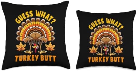 Guess What Turkey Butt Funny Turkey Day Thanksgiving Humor Throw Pillow - Image 3