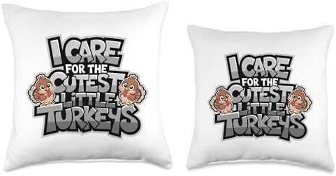 I Care For Cutest Little Turkeys Teacher Nurse Thanksgiving Throw Pillow - Image 3
