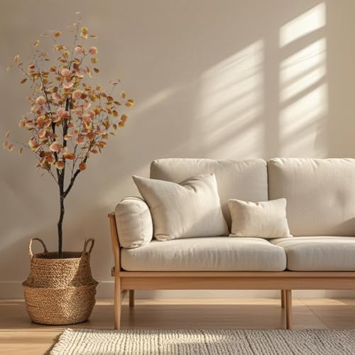 Artificial Eucalyptus Tree in Pot Realistic Fake Fall Plant for Home Office Decor, Thanksgiving Autumn Silk Leaves Faux Tree for Party Decoration - Image 3