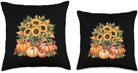 Fall Pumpkin Sunflower Harvest Autumn Thanksgiving Throw Pillow - Image 3