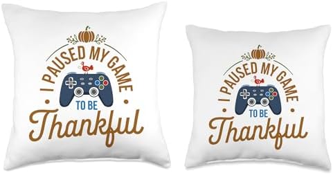 I Paused My Game To Be Thankful, Gamer Happy Thanksgiving Throw Pillow - Image 3