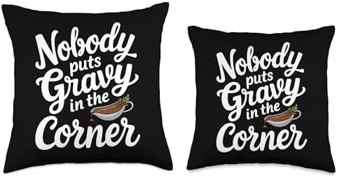 Thanksgiving Family Matching Nobody Puts Gravy In Corner Throw Pillow - Image 3