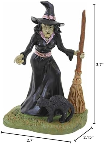 Department 56 Village Collection Accessories Halloween Double Trouble Witch and Black Cat Figurine, 3.7 Inch, Multicolor