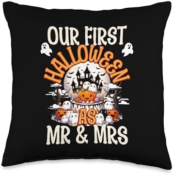 Our First Halloween As Mr & Mrs Couple Throw Pillow