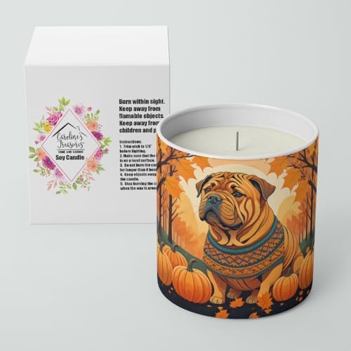 Caroline's Treasures DAC1070CDL Shar Pei Fall Decorative Soy Candle Nature Soy Wax Essential Oil Home Decor Ideal for Bedroom Kitchen Bath Office Gift, 10 oz - Image 2