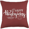 Happy Thanksgiving Fall Autumn Leaf Pumpkin Throw Pillow by Unknown