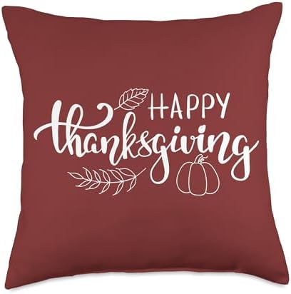 Happy Thanksgiving Fall Autumn Leaf Pumpkin Throw Pillow by Unknown