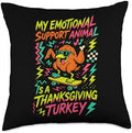 My Emotional Support Animal is a Thanksgiving Turkey Funny Throw Pillow by Unknown