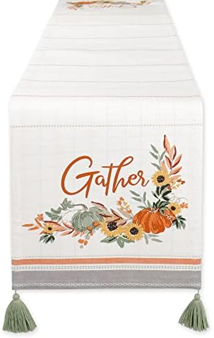 DII Autumn Afternoon Farmhouse Kitchen Thanksgiving & Fall Décor for Home, Reversible Table Runner, 14x72, Harvest Check - Image 2