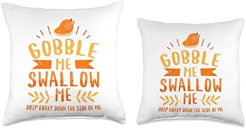 Thanksgiving Day Turkey Gobble Me Swallow Me Friendsgiving Throw Pillow - Image 3