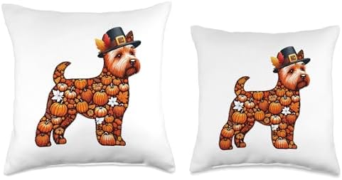 Fall Leaves Pumpkins Norwich Terrier Cute Shape Thanksgiving Throw Pillow - Image 3
