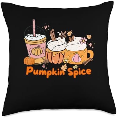 Pumpkin Spice Coffee Latte Funny Thanksgiving Cozy Autumn Throw Pillow by Unknown