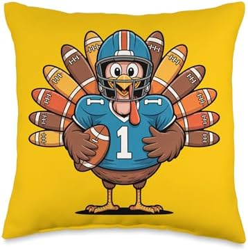 Funny Thanksgiving Football Turkey - Game Day Holiday Humor Throw Pillow by Unknown