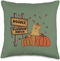 Goldendoodle Pumpkin Patch Dog Lovers Thanksgiving Halloween Throw Pillow by Unknown