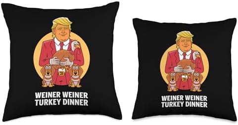 Weiner Weiner Turkey Dinner Funny Trump Winner Thanksgiving Throw Pillow - Image 3