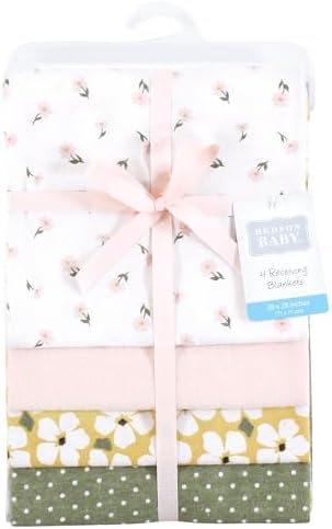 Hudson Baby Unisex Baby Cotton Flannel Receiving Blankets, Sage Floral, One Size - Image 2