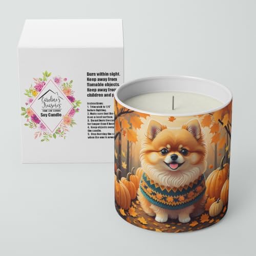 Caroline's Treasures DAC1062CDL Pomeranian Fall Decorative Soy Candle Nature Soy Wax Essential Oil Home Decor Ideal for Bedroom Kitchen Bath Office Gift, 10 oz - Image 2