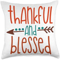 Thankful And Blessed Arrow Thanksgiving Gift Cute Thankful and Blessed Throw Pillow, 18x18, Multicolor by Unknown