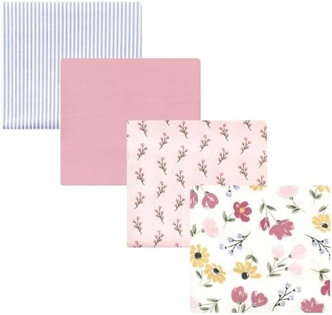 Hudson Baby Unisex Baby Cotton Poly Flannel Receiving Blankets, Soft Painted Floral, One Size by HudsonBaby