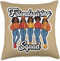 Friendsgiving Squad African American Women Thanksgiving Crew Throw Pillow by Unknown