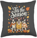 Tis The Season Boston Terrier Fall Autumn Pumpkin Dog Throw Pillow by Unknown