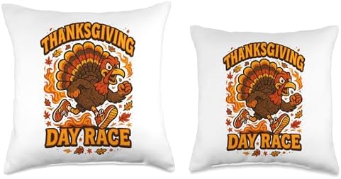Thanksgiving Day Turkey Trot Cool Retro Arcade Vintage Style Throw Pillow - Image 3